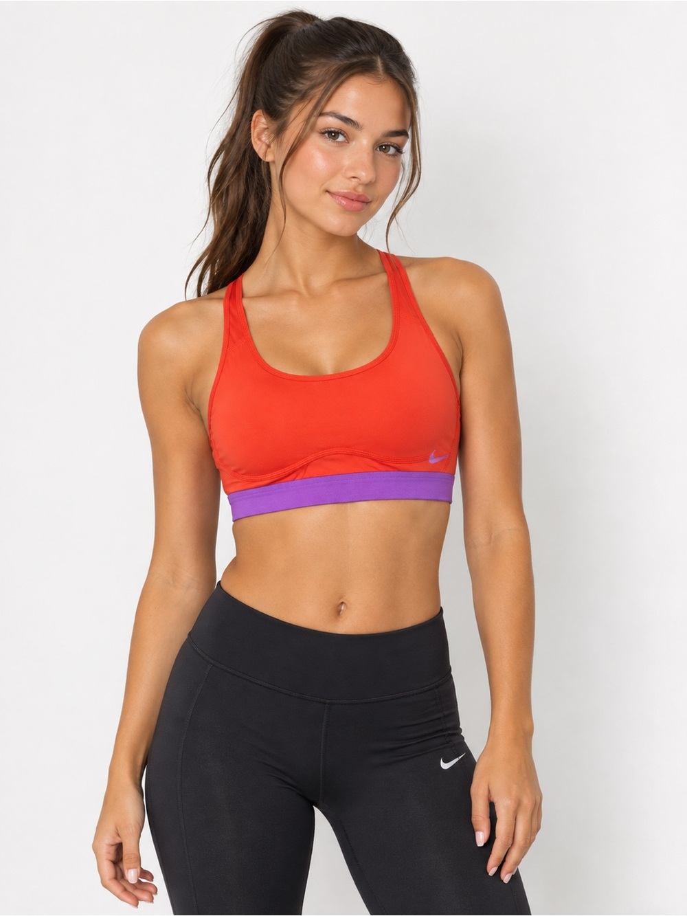 Nike Red Sports Bra with Purple Band